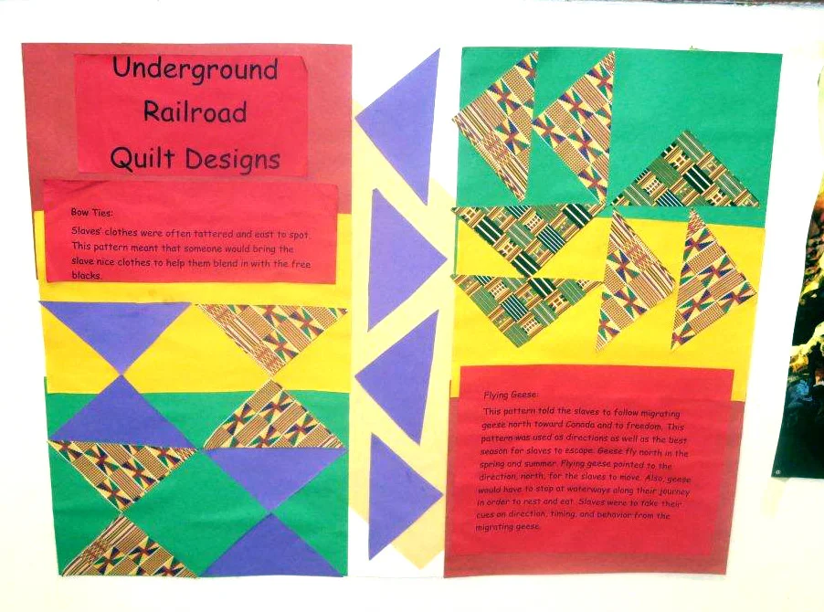 An Underground Railroad themed Papier-mâché community “quilt” assembled from individual panels created by staff and residents of Geffner House to celebrate Black History Month.