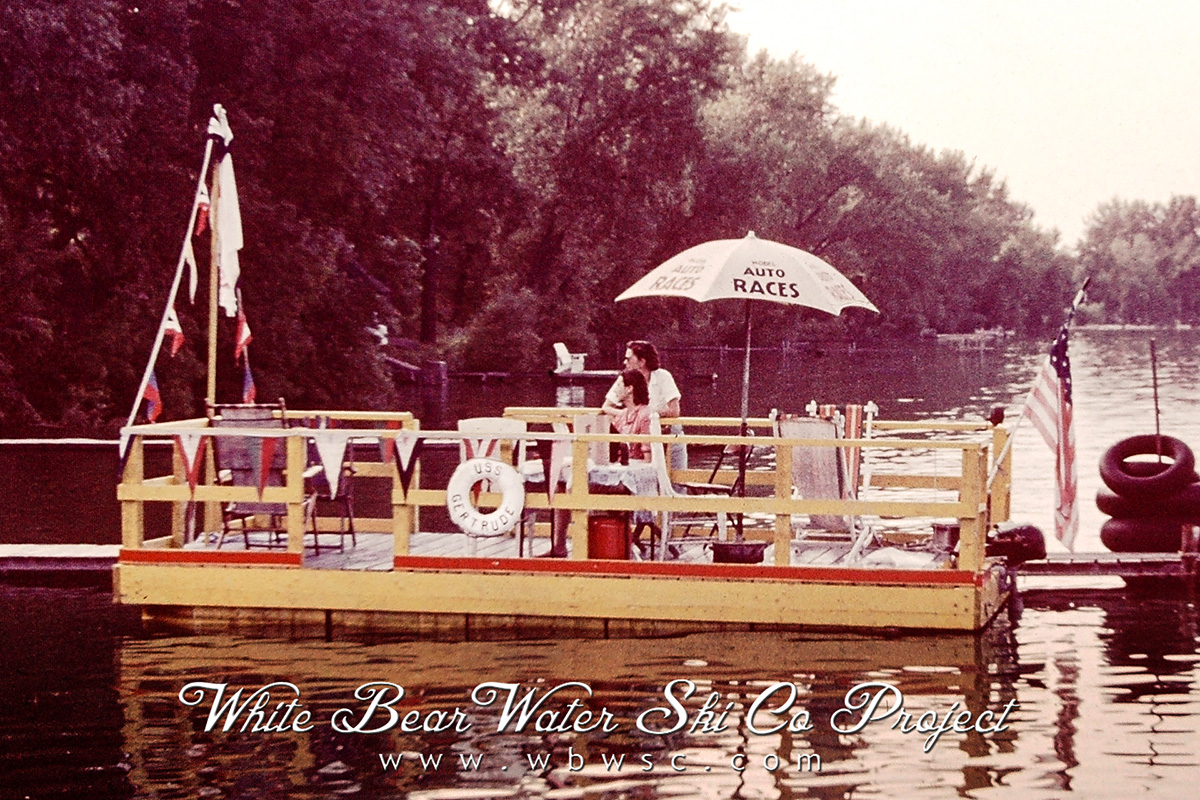 A recently discovered color photograph of the U.S.S. Gertrude docked on Bald Eagle Lake in 1955. (Photograph by Tom Weinhagen, courtesy of the Weinhagen Family)