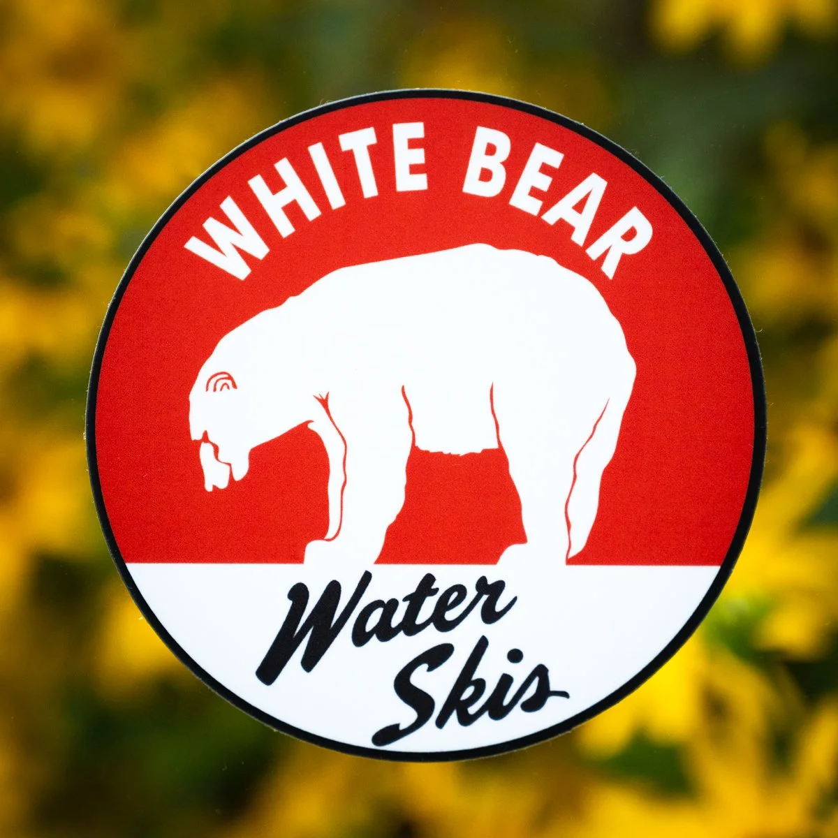 Circle White Bear Water Skis Vinyl Sticker