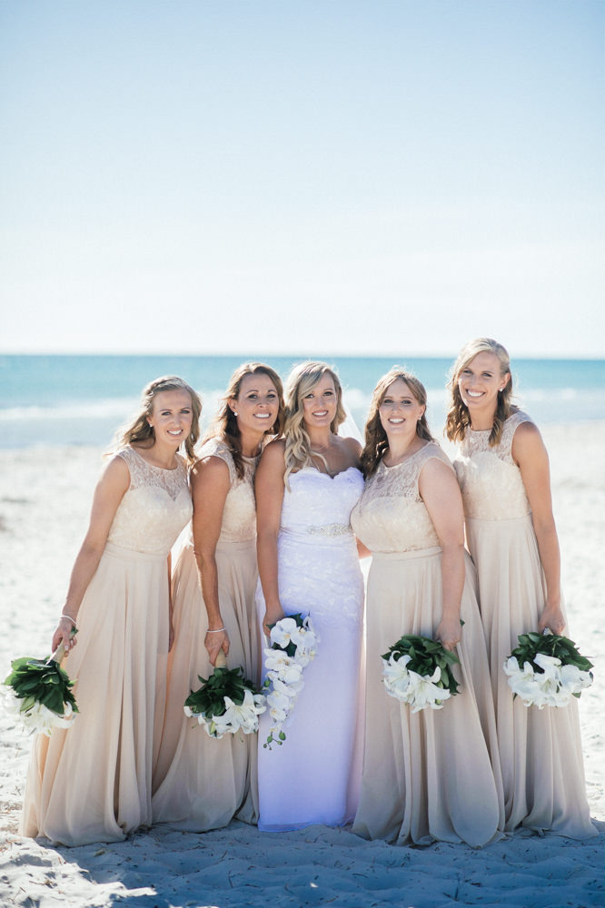 Bridesmaids and bride