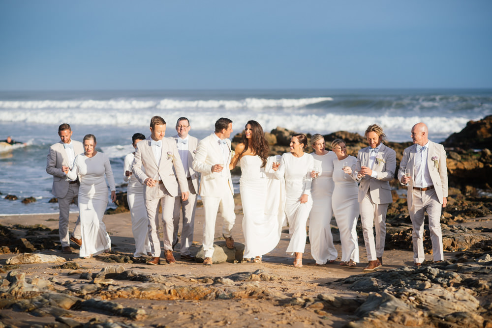 Bridal party on the beach