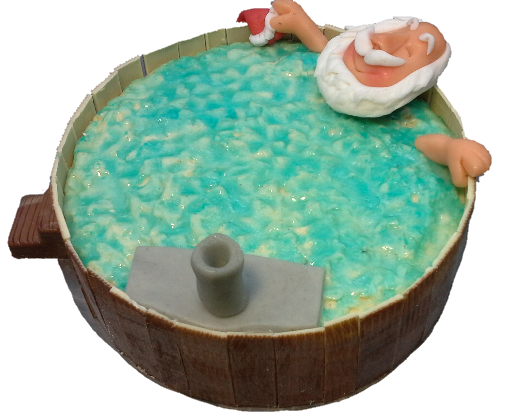 Kerstman in hot tub !