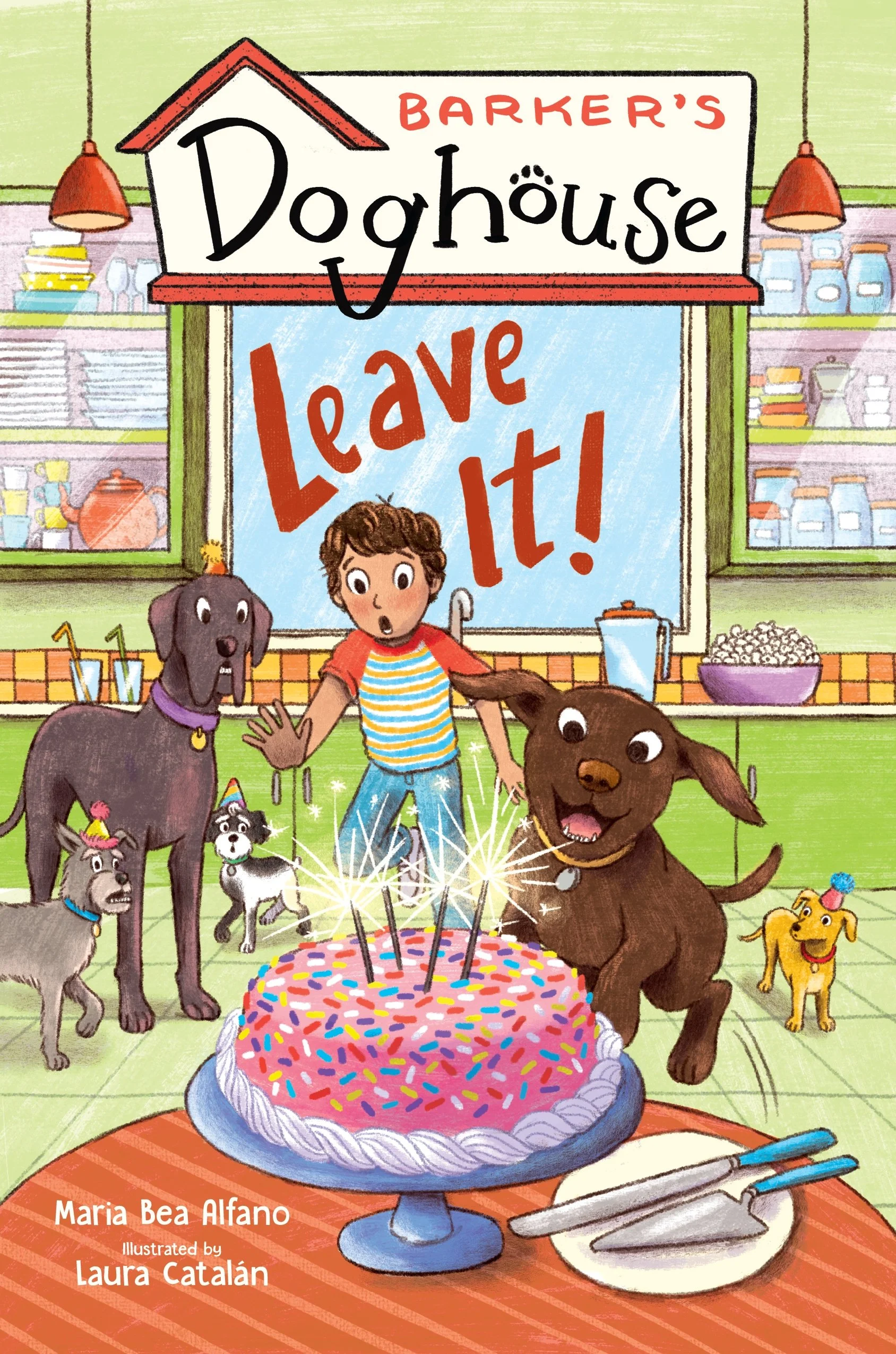 Funny book cover for middle grade fantasy book about a boy who can talk to dogs