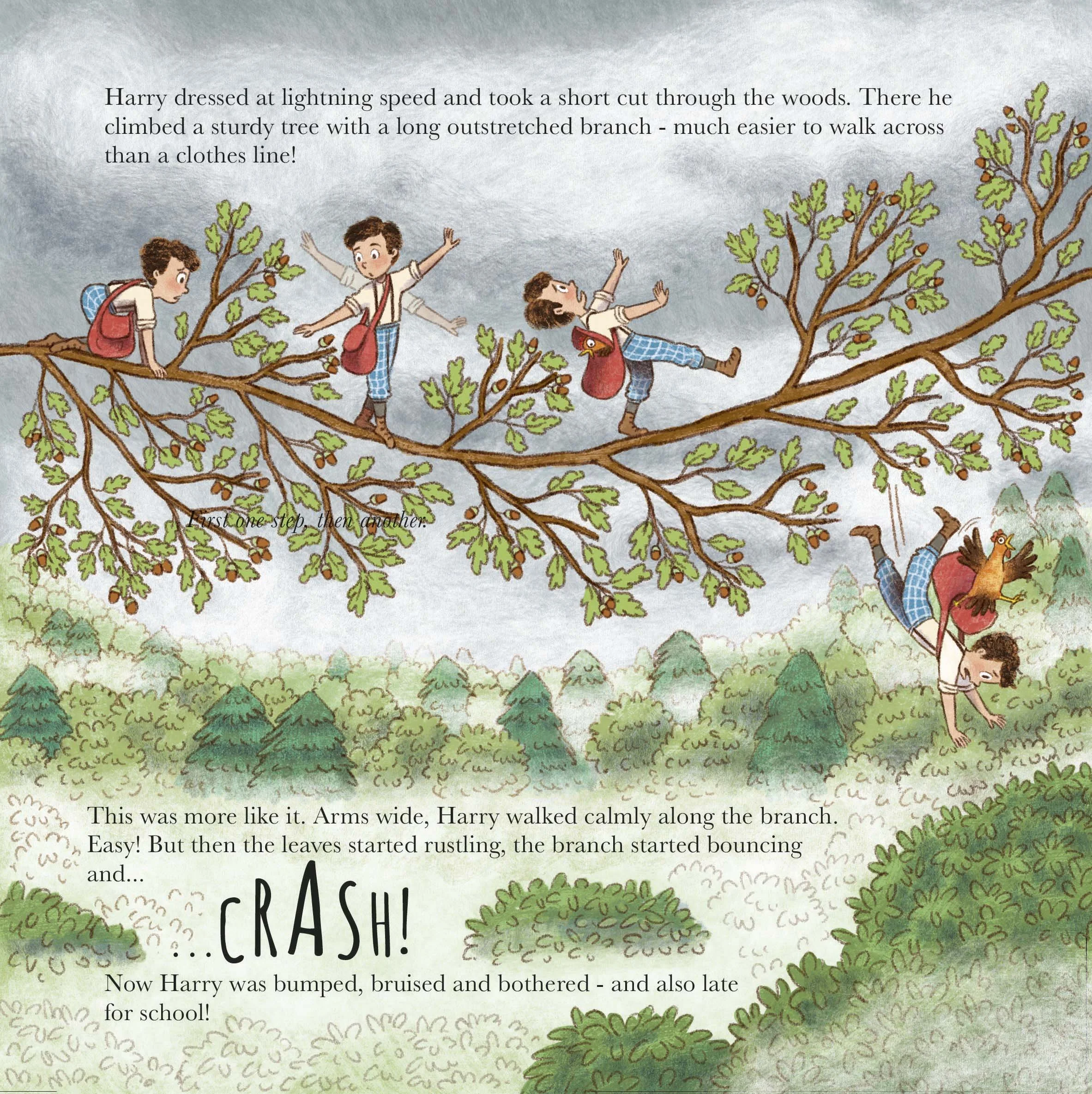 Picture book illustration showing different expressions of a boy