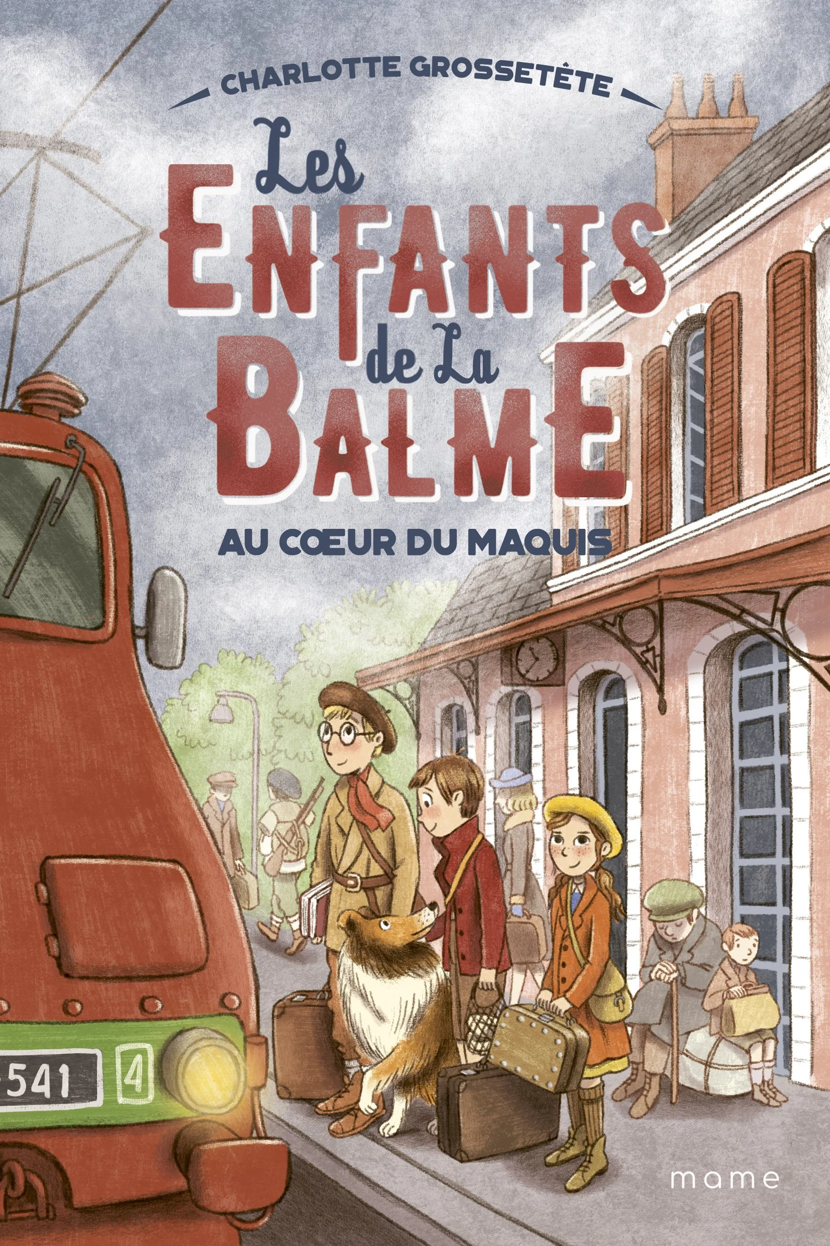 Cover of middle grade illustrated book about children in war waiting for a train