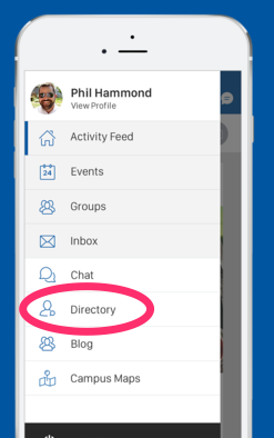 Start chatting with anyone on campus directly from the People Directory.