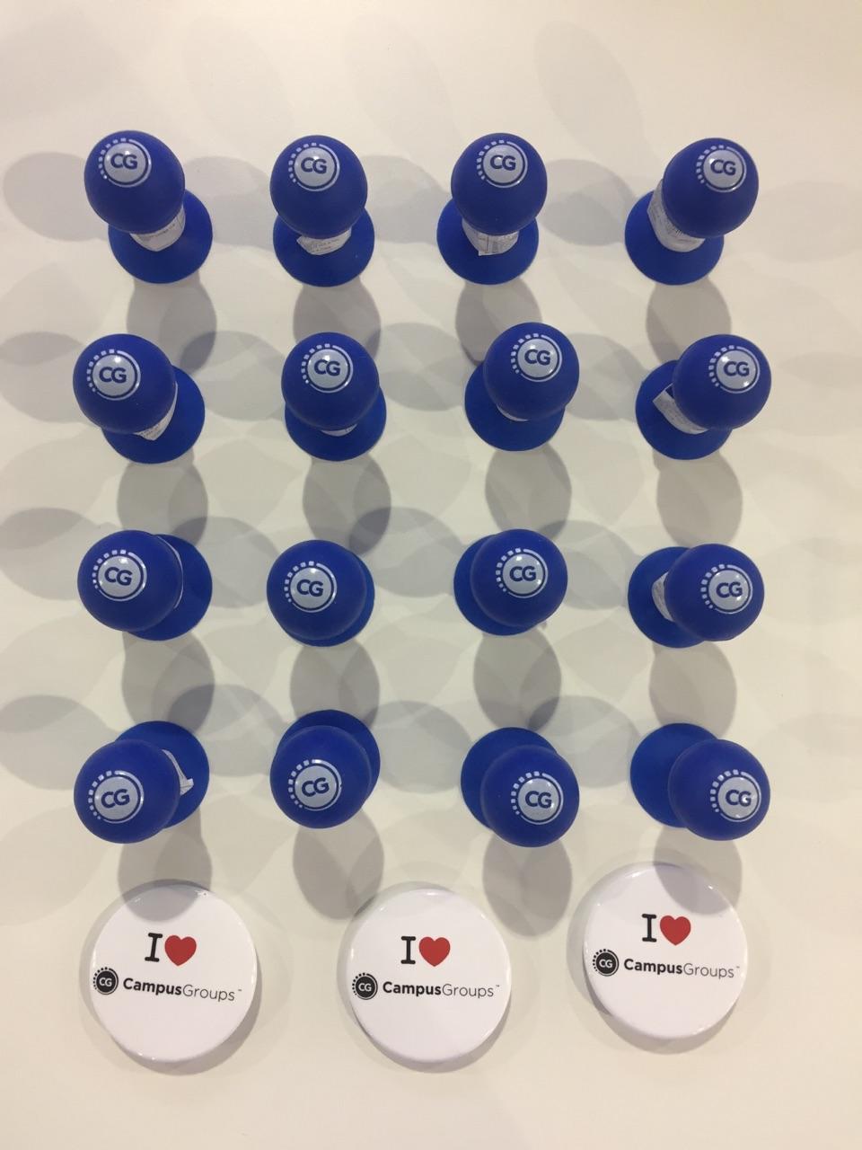  No conference is complete without a little branded swag. These blue suction-cup phone stands were our most popular item by far. 