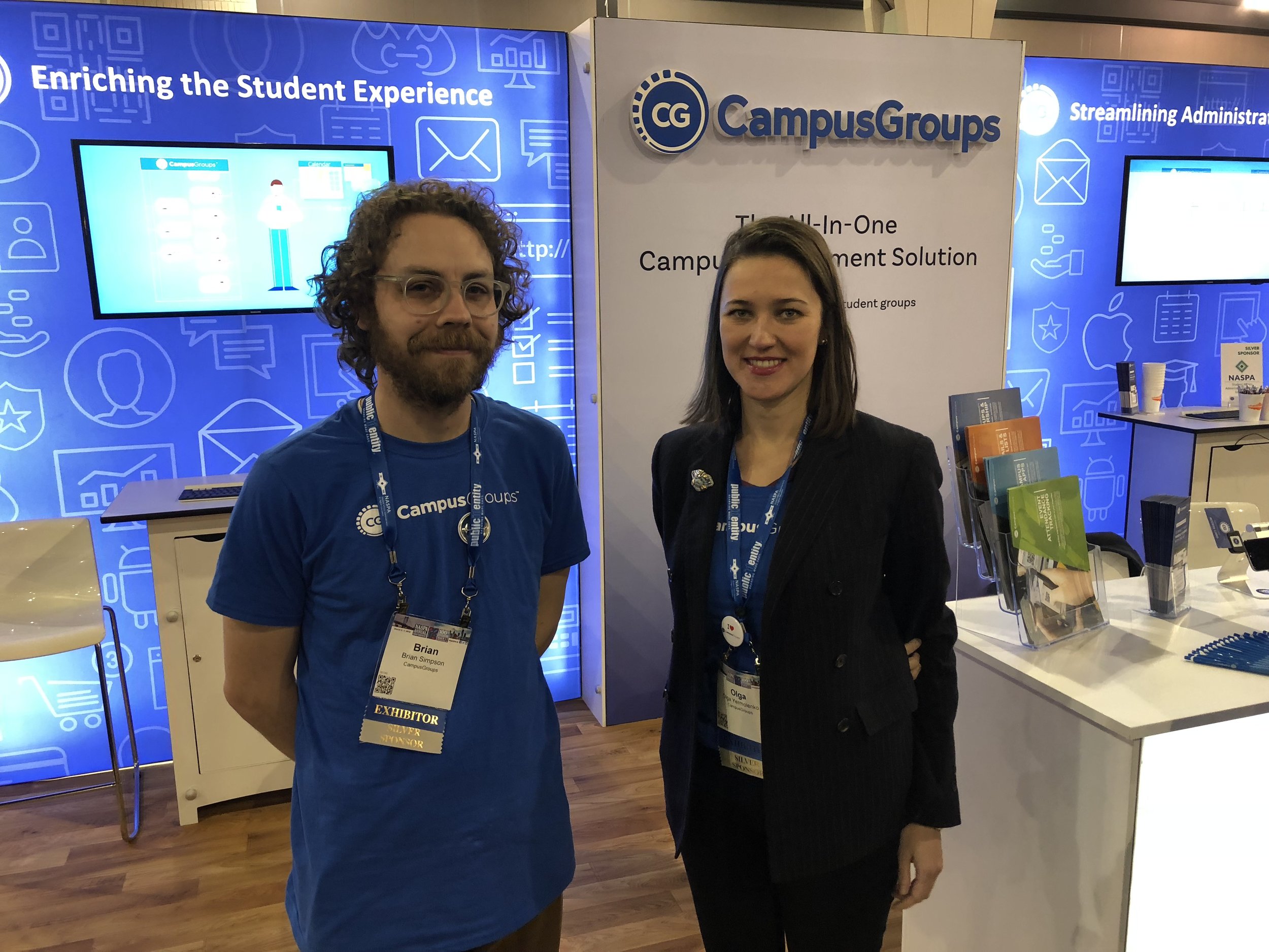  Olga and Brian focus on strategy and marketing for CampusGroups. NASPA gave them the perfect opportunity to meet educators and learn more about what they need from a technology partner. 