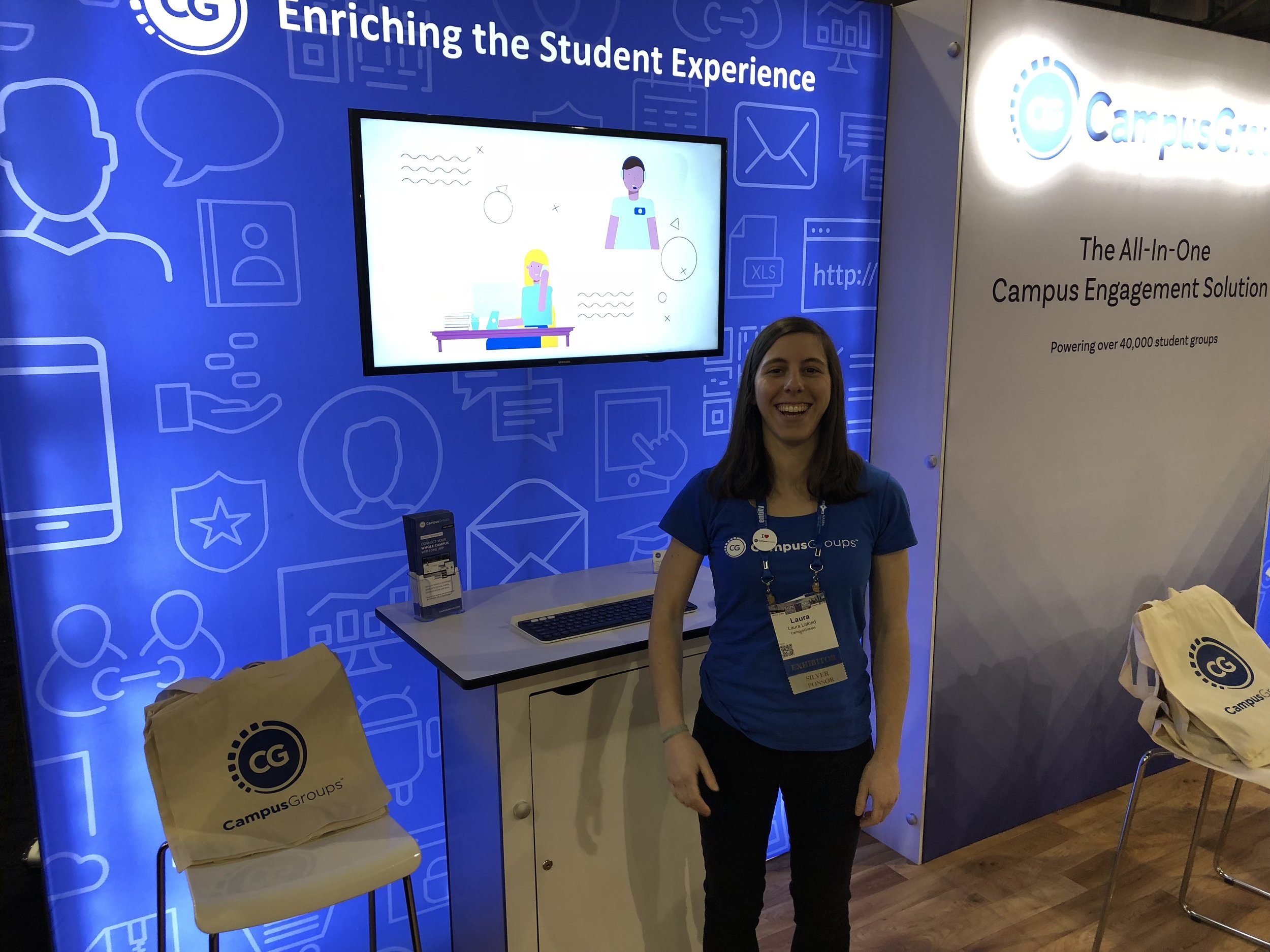  Laura is an expert problem-solver for CampusGroups, whether she's fixing a line of code or making sure our NASPA booth is ready to go. 