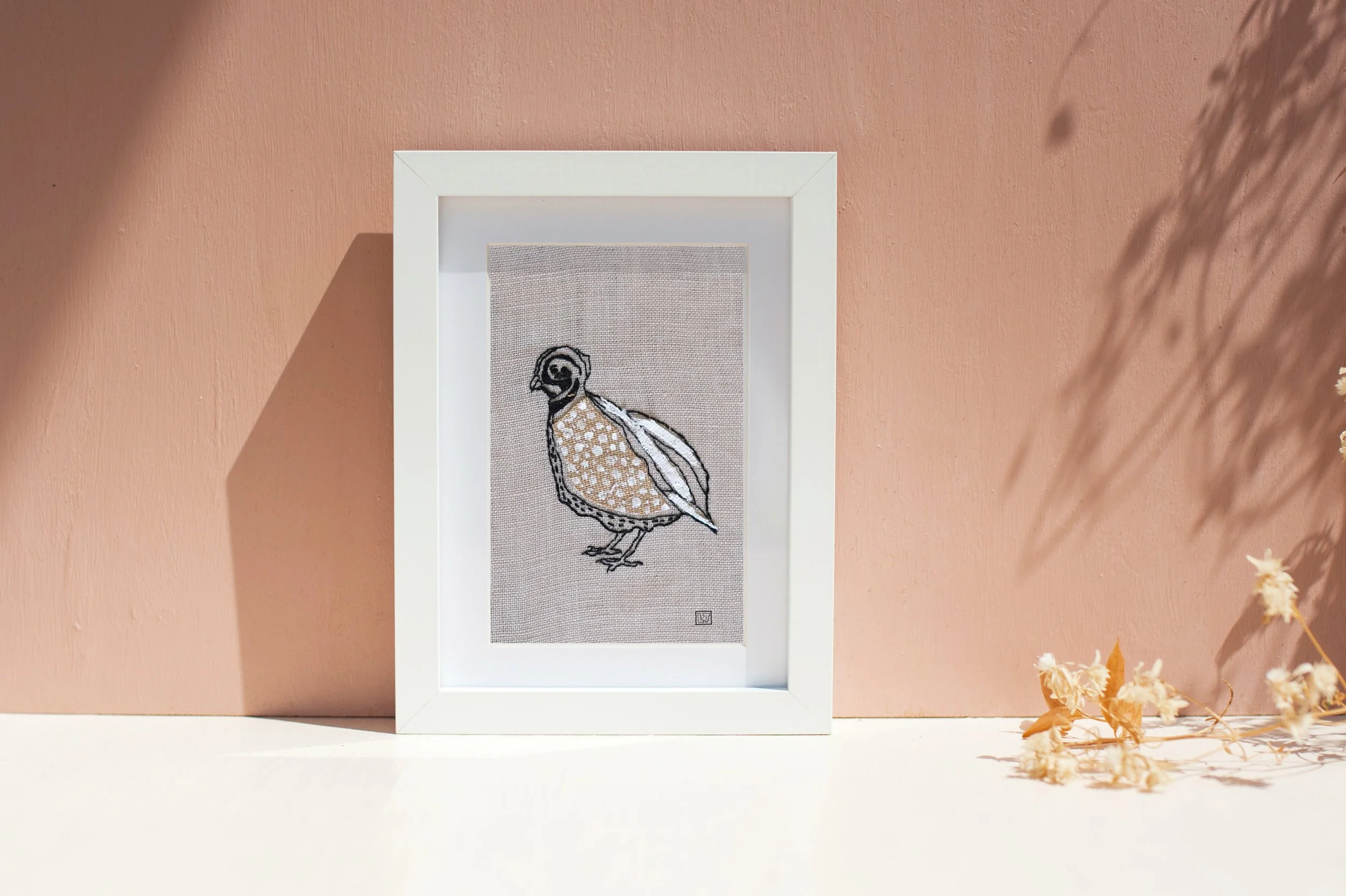 Hand Stitched Quail Design