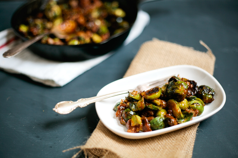 RECIPE ROASTED BRUSSELS SPROUTS WITH SAUSAGE AND GOCHUJANG — molly yeh