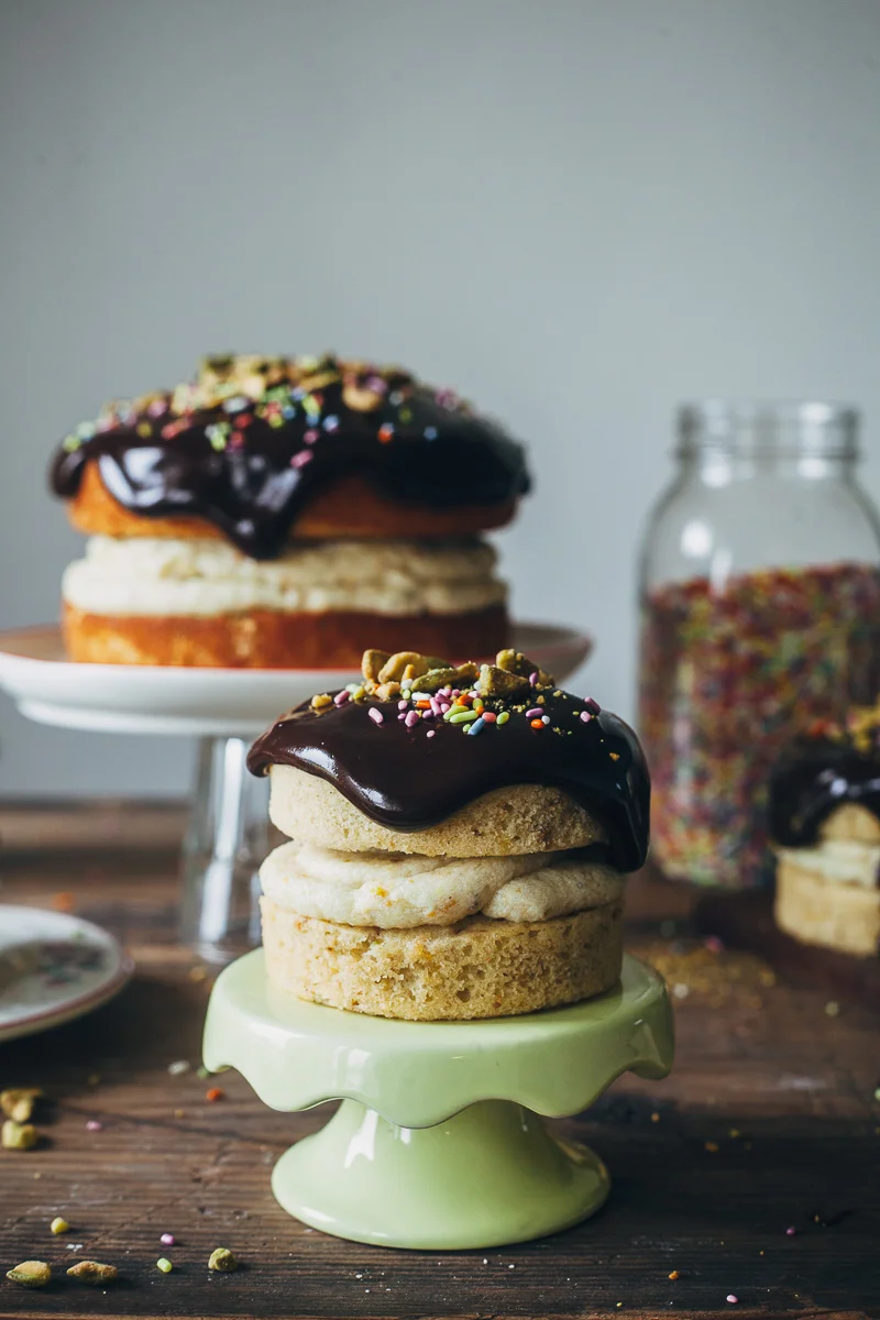 pistachio cream cake with chocolate ganache + a giveaway — molly yeh