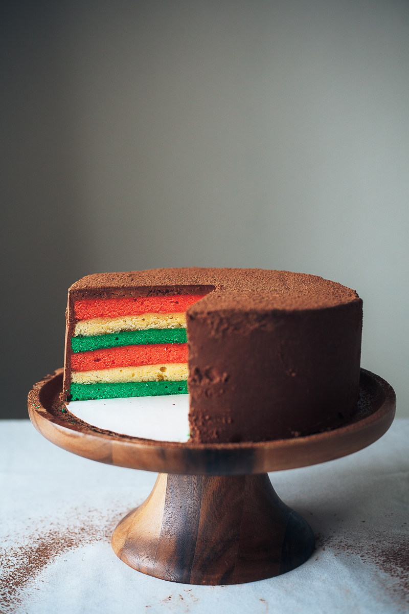 Sheet Pan Rainbow Cookie Cake