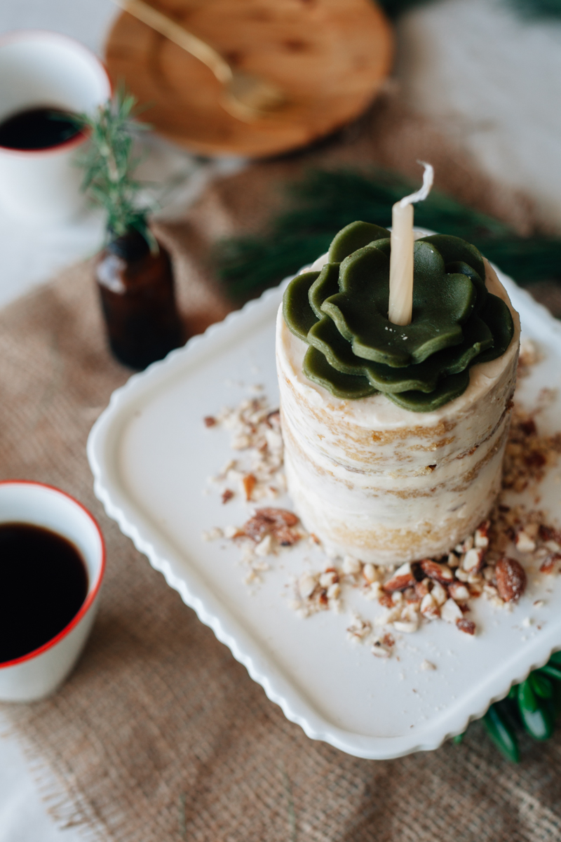 vanilla cake, vanilla frosting, and a marzipan succulent — molly yeh