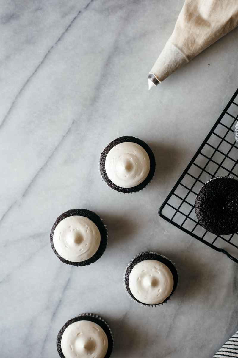 chocolate cupcakes with baileys cream cheese frosting — molly yeh