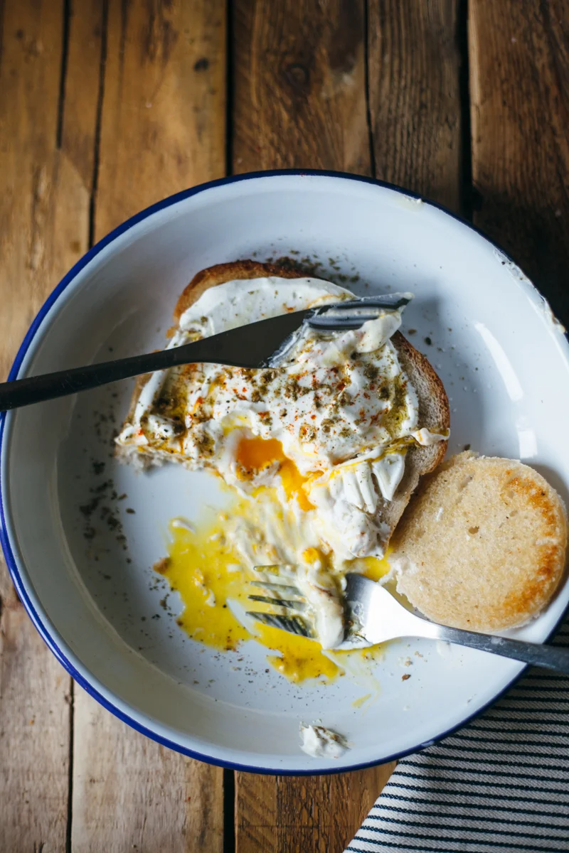 yogurt covered eggs in a basket — molly yeh