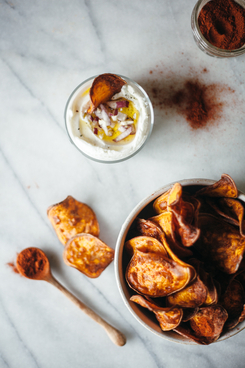 olive oil baharat sweet potato chips — molly yeh