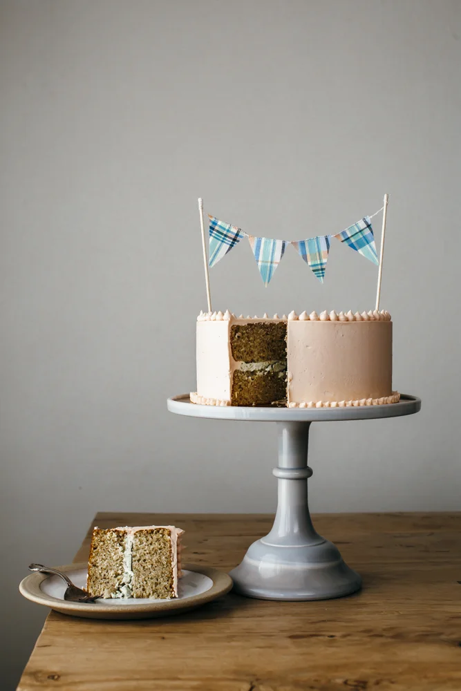 fluffy pistachio cake with pomegranate buttercream — molly yeh