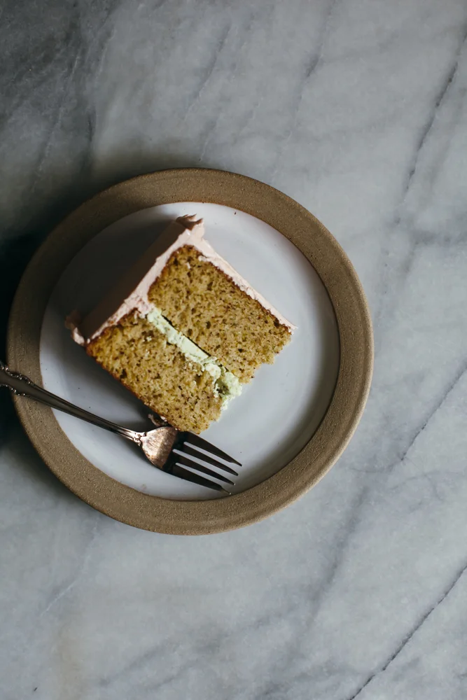 fluffy pistachio cake with pomegranate buttercream — molly yeh