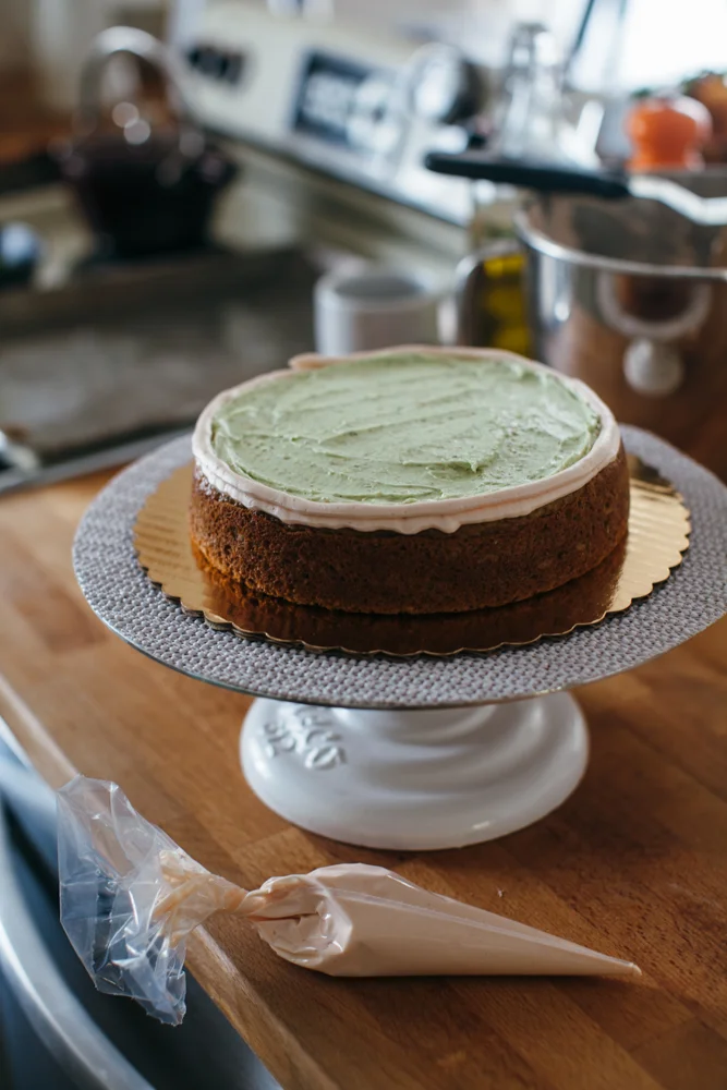fluffy pistachio cake with pomegranate buttercream — molly yeh