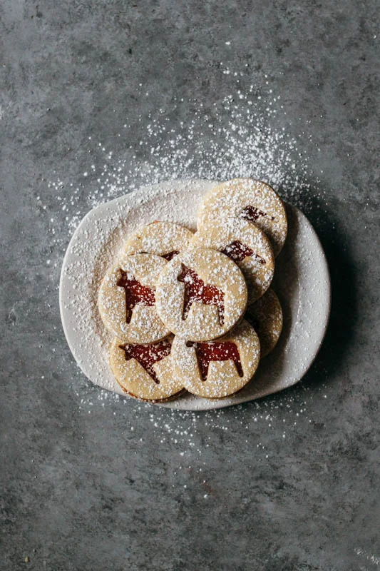 rhubarb linzer cookies — molly yeh