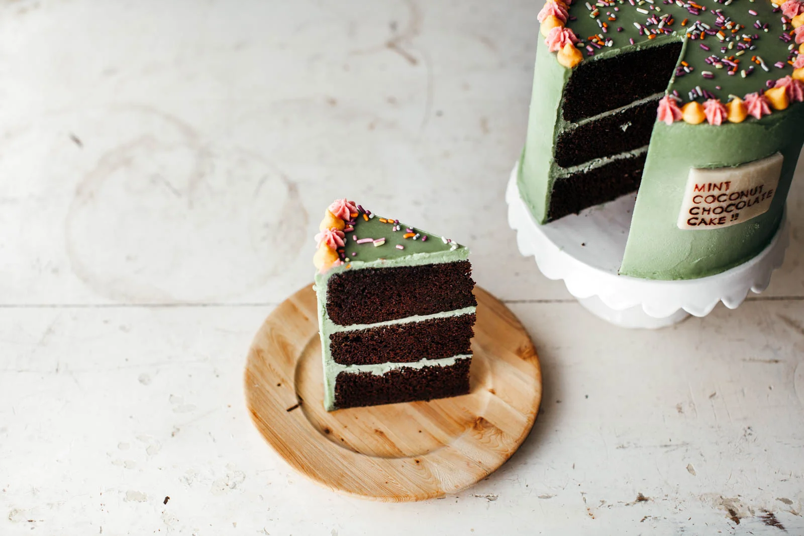 mint coconut chocolate cake — molly yeh