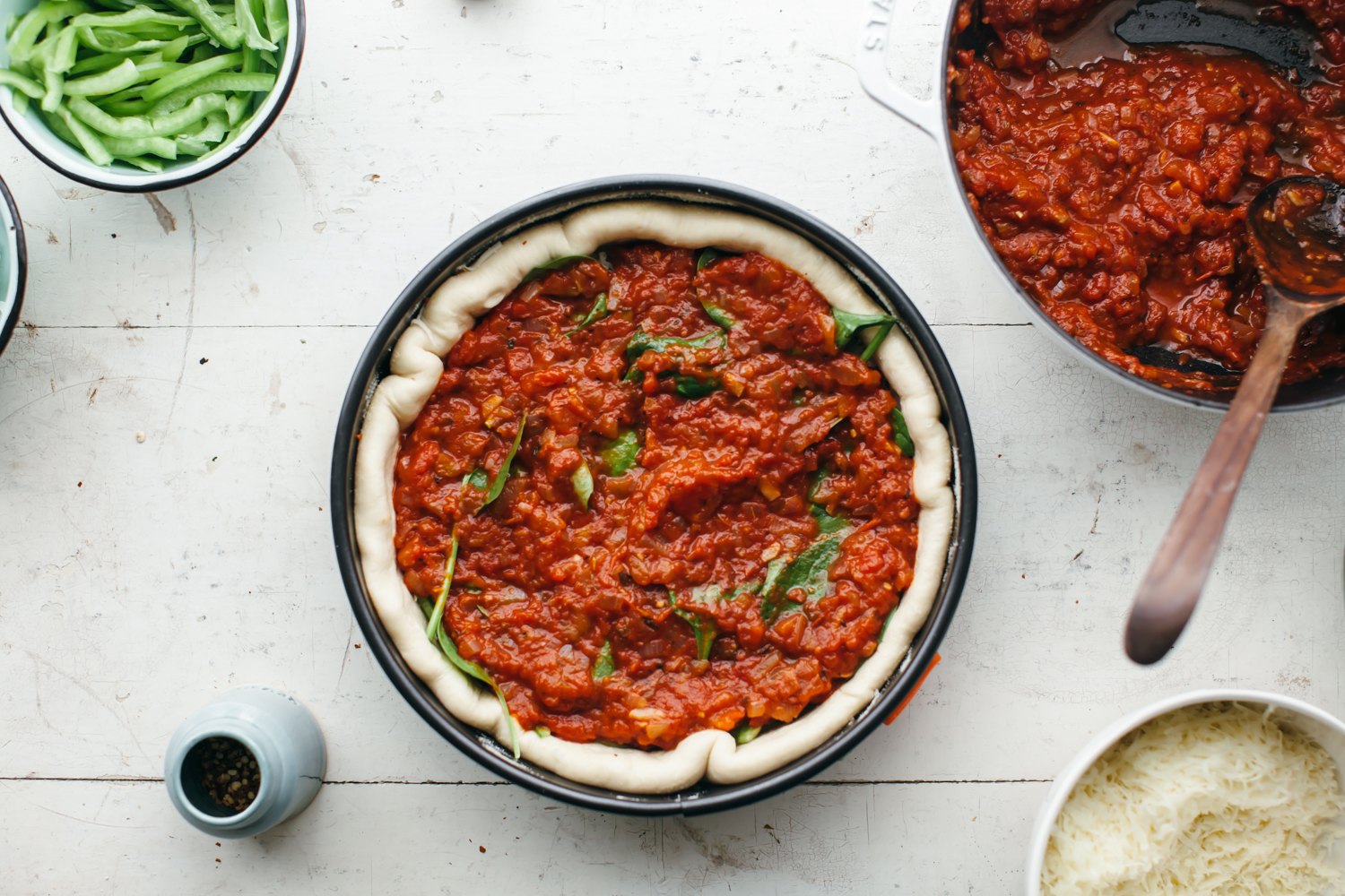 I just received a springform pan as a wedding gift so I made Chicago style  deep dish pizza! : r/Baking