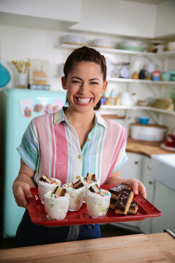 Molly poses with her Individual Candy Bar Salads.jpeg