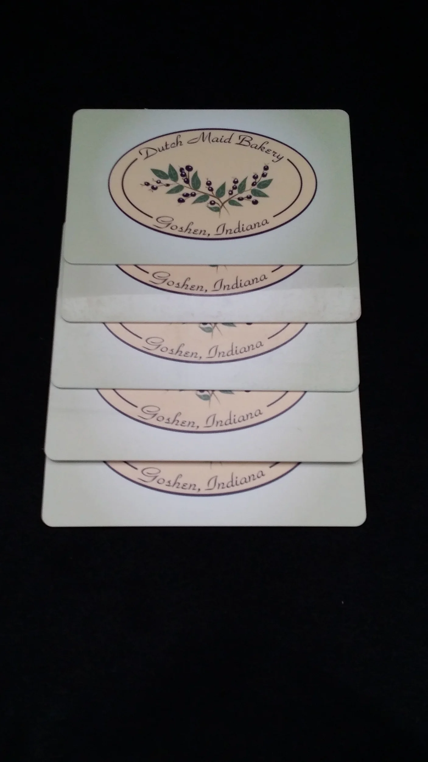 One set of (5) $20 Dutch Maid Bakery gift cards. SOLD Value: $100 Starting Bid: $60