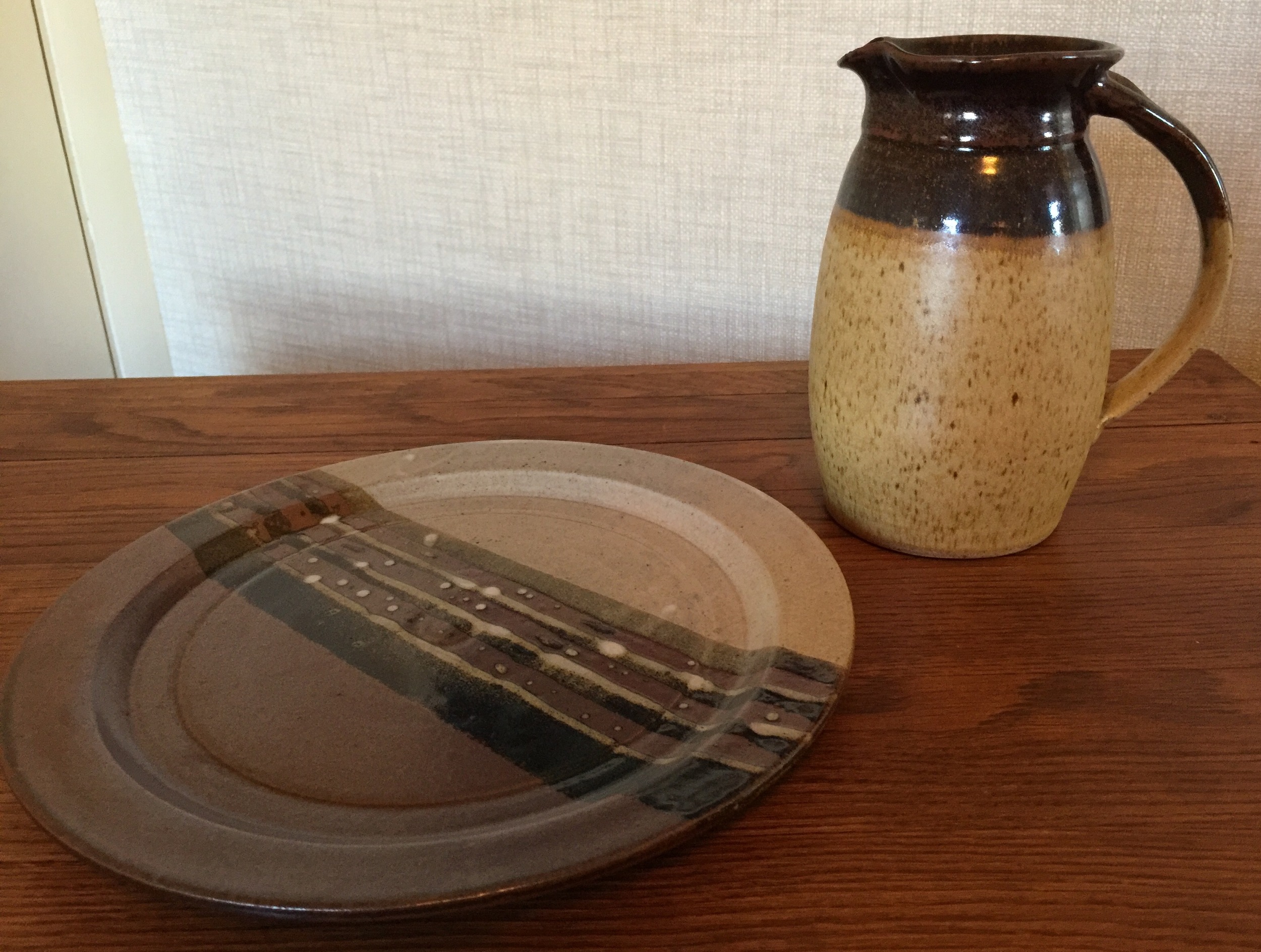 Pitcher handmade by potter Dick Lehman and handmade plate signed by artist Yoder. SOLD Pitcher Value: $60 Starting Bid: $30 SOLD Plate Value: $70 Starting Bid: $40 