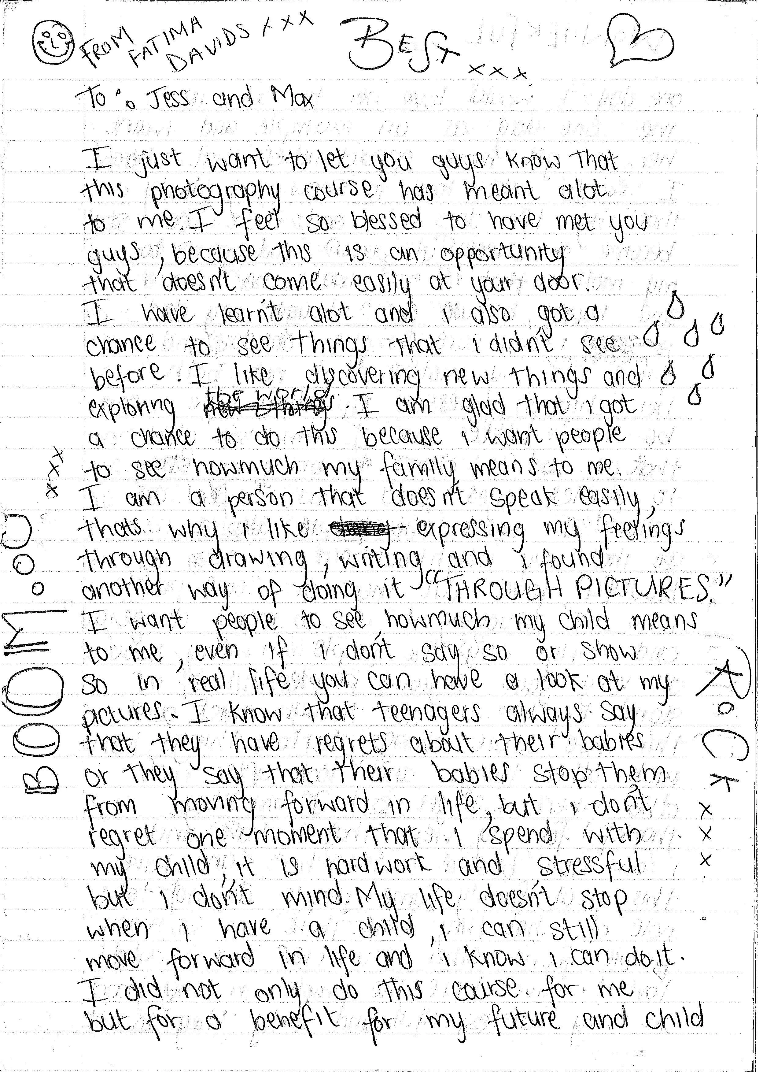 Letter from Fatima Davids: Artistic Eye Project Cape Town, South Africa