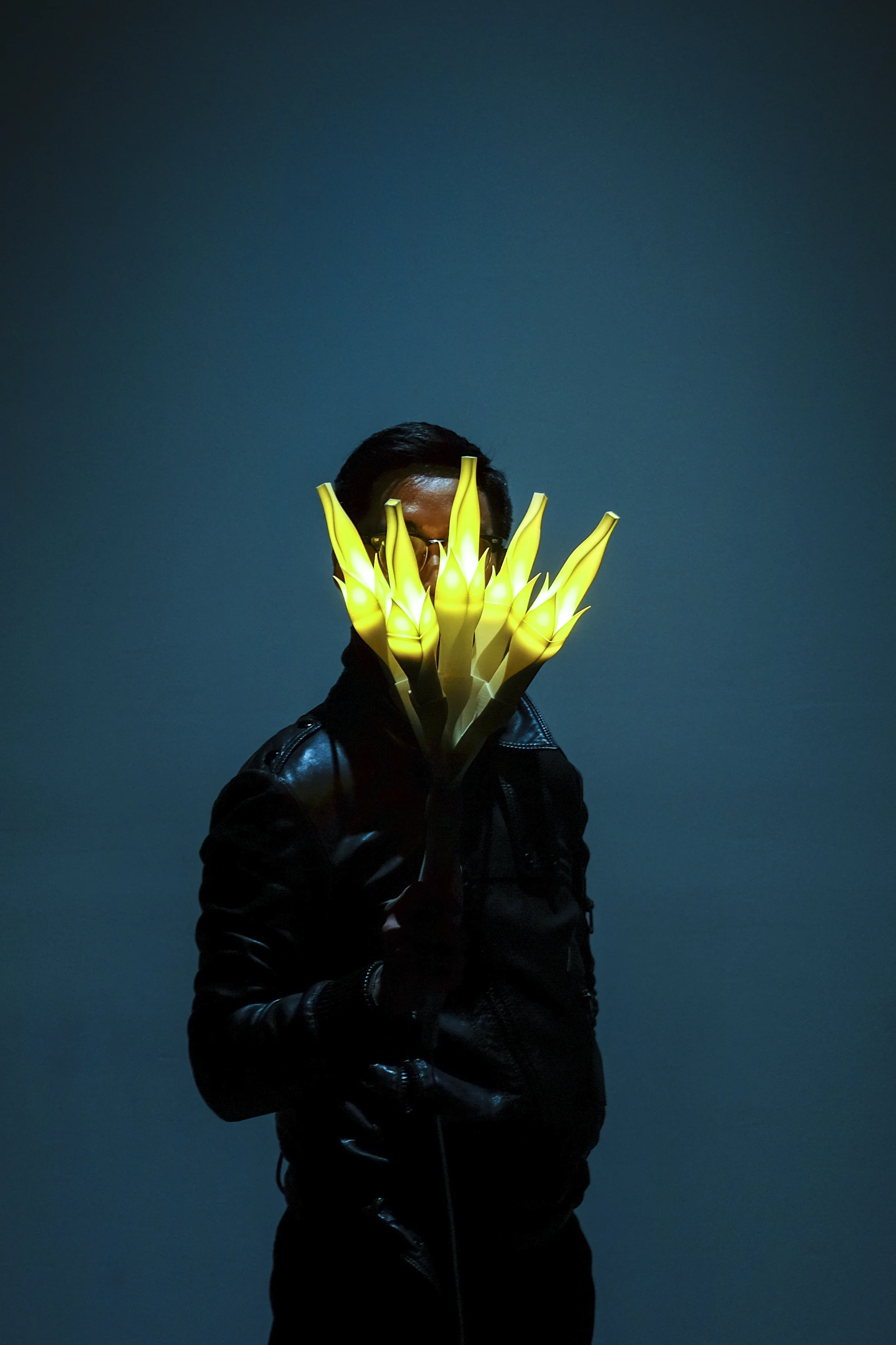 122018 Light Up, 2018, Hand-dyed polymide, LED lights 21” x 12 ” x 12” INQUIRE