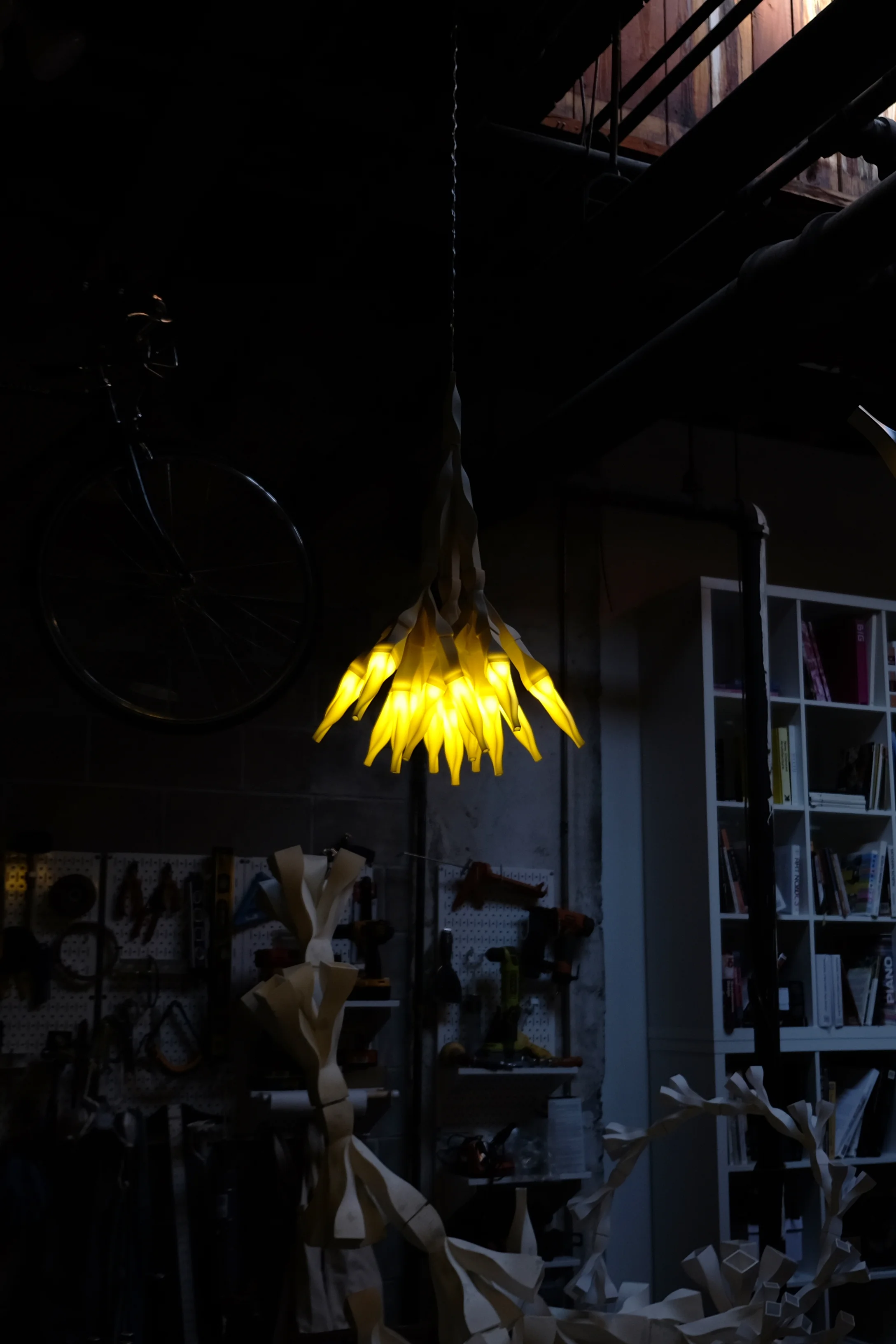 121718 Light Up X3, 2018, Hand-dyed polymide, LED lighting 21” x 16 ” x 16” INQUIRE