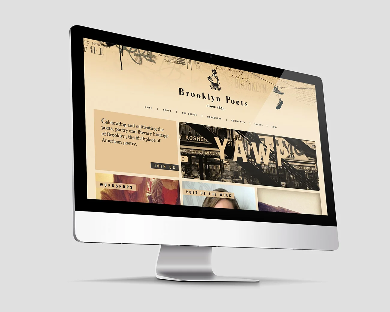 Brooklyn Poets Badass Website Header Designed by Worstofall Design