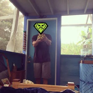 Steve picked me bananas while glamping in our eco-hut