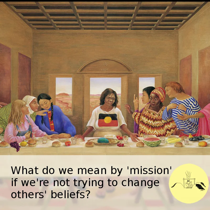 Painting: The First Supper , Susan D. White, 1988.