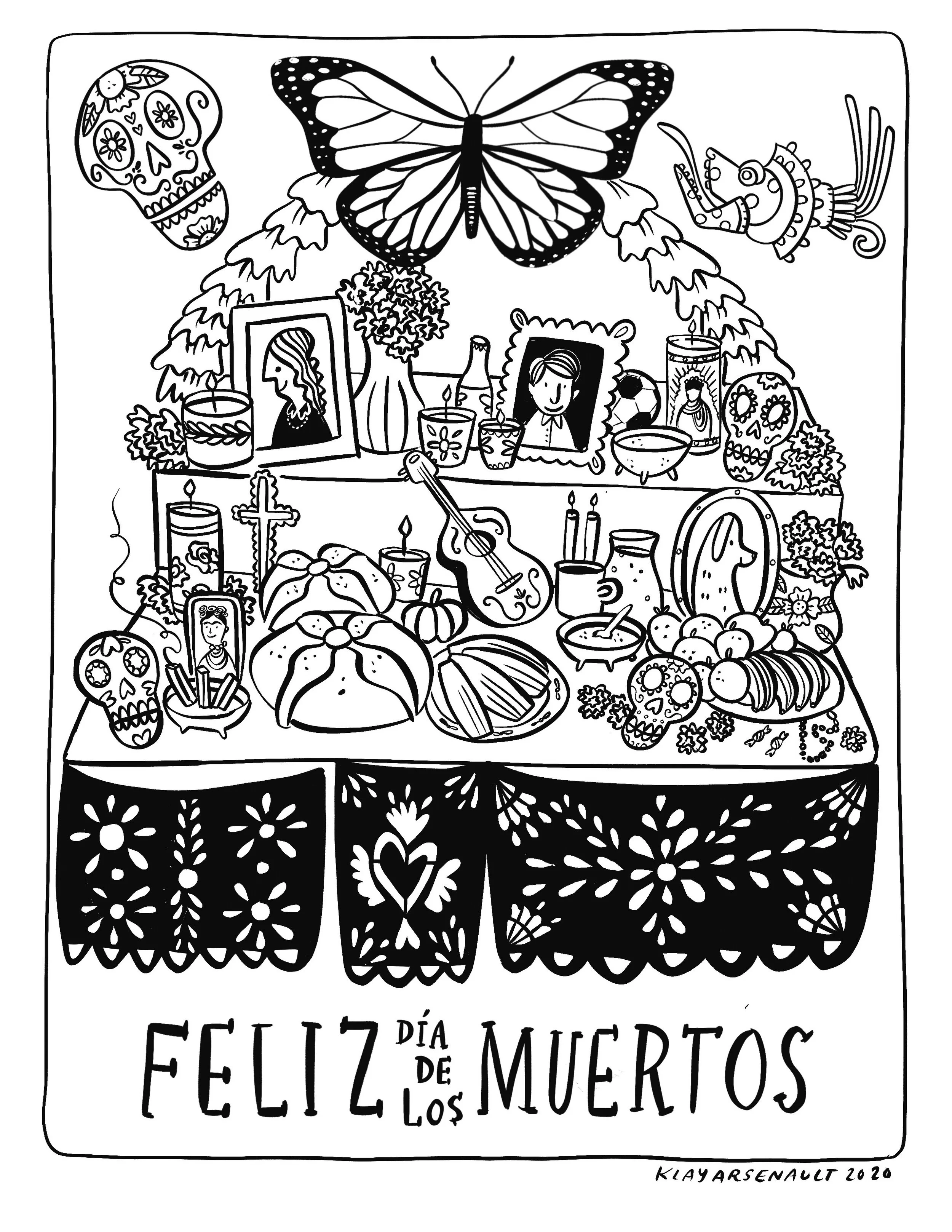 Free Dia de los Muertos coloring page