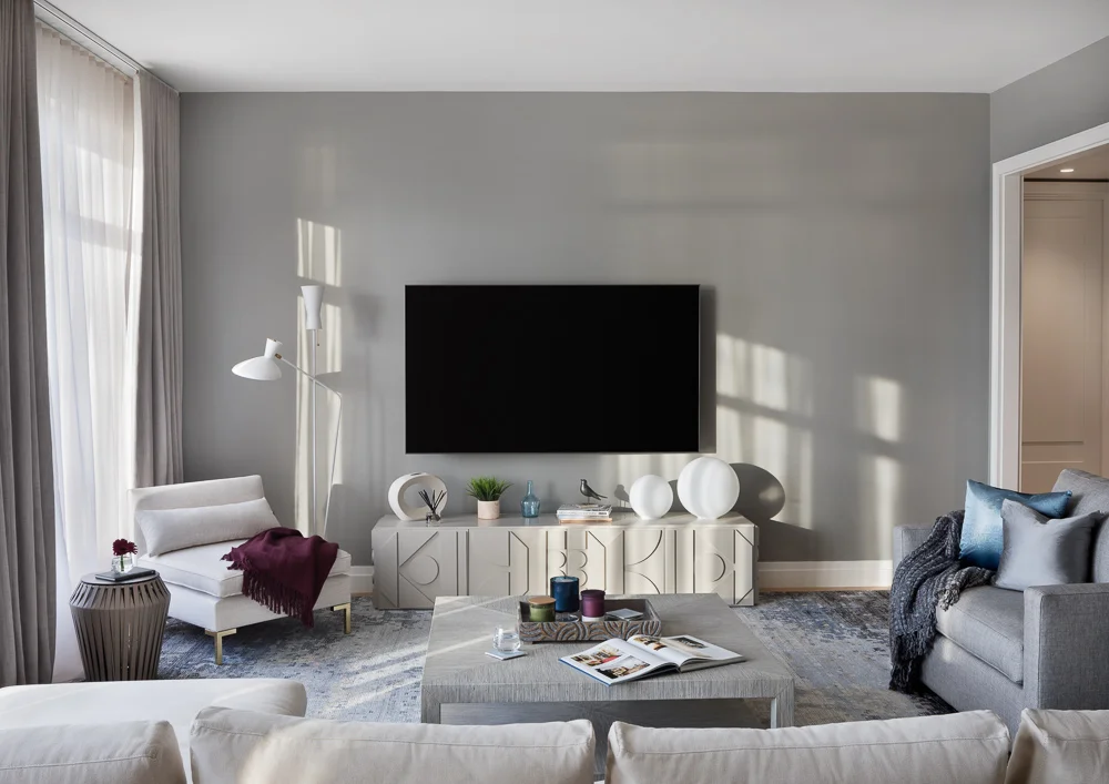 Living room at 70 Vestry Apt designed by Gotham Hideouts