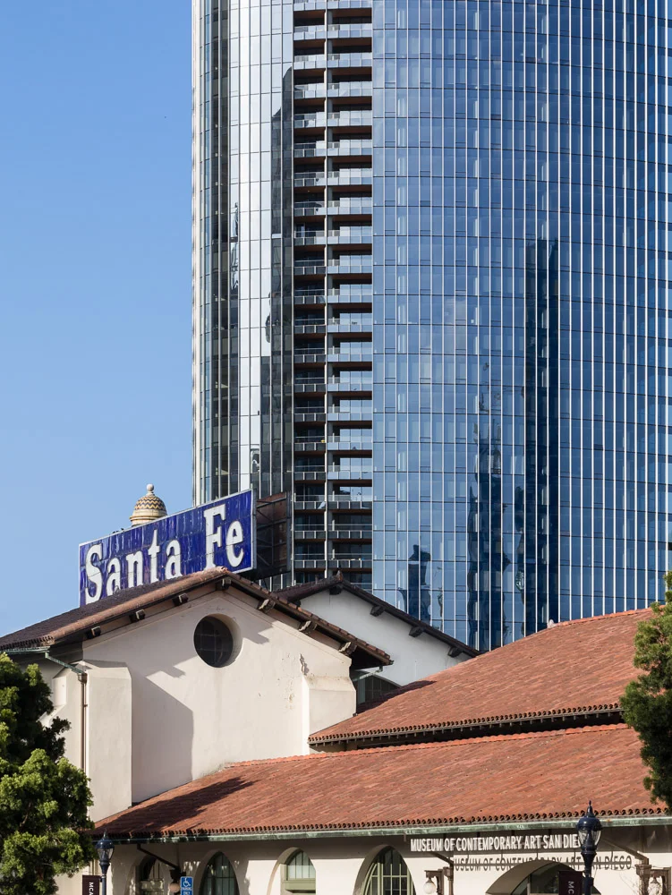 Exterior details of the Pacific Gate Tower in context of Historical part of Downtown