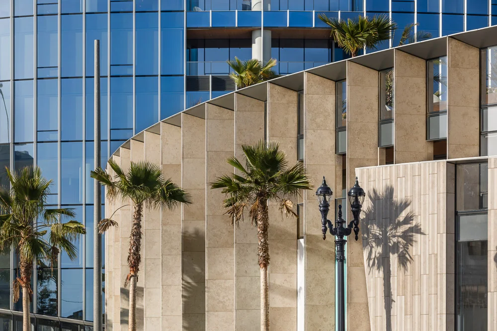 Exterior details of the Pacific Gate designed by KPF