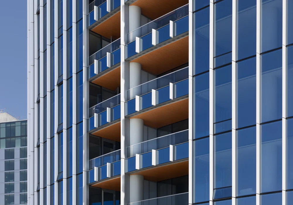 Exterior details of the Pacific Gate designed by KPF