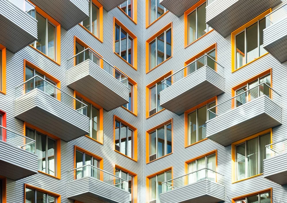 Courtyard facade details at 10 Montieth designed by ODA Architecture