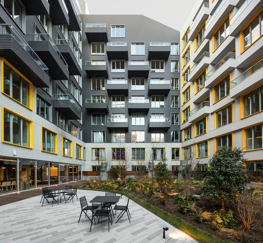 Courtyard from a balcony at 10 Montieth designed by ODA Architecture