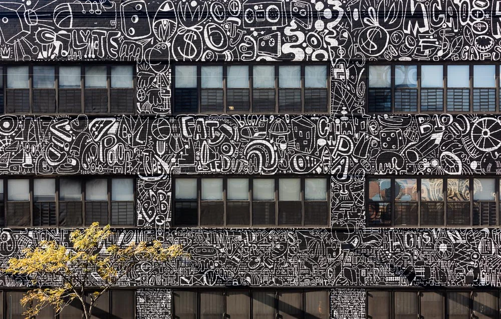 Details of 80 Flatbush mural by the artist Katie Merz in Brooklyn