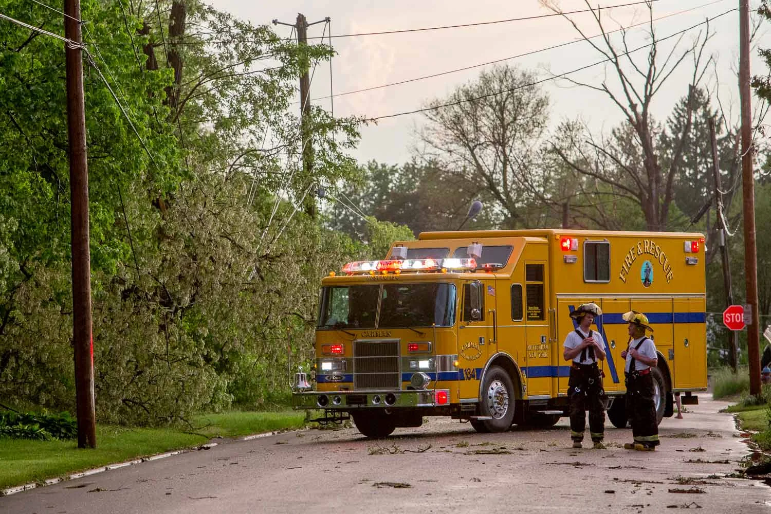 This is part of the reason we don't have power. There were more lines down even past that.