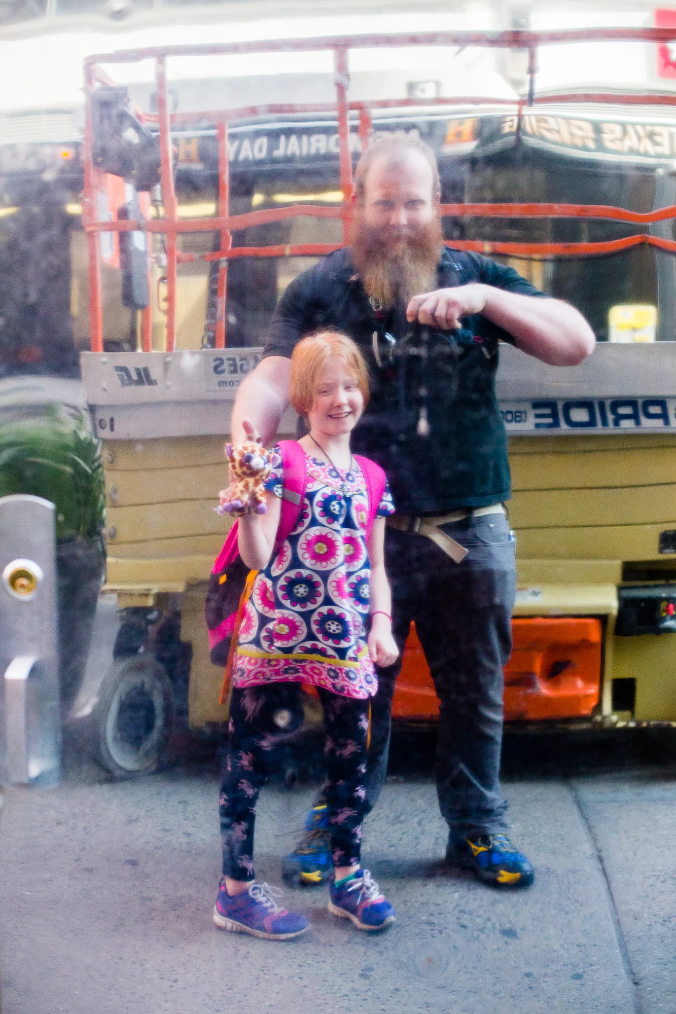 We took a selfie in the vaguely-mirrored department store walls on 32nd street on the walk over to the office.