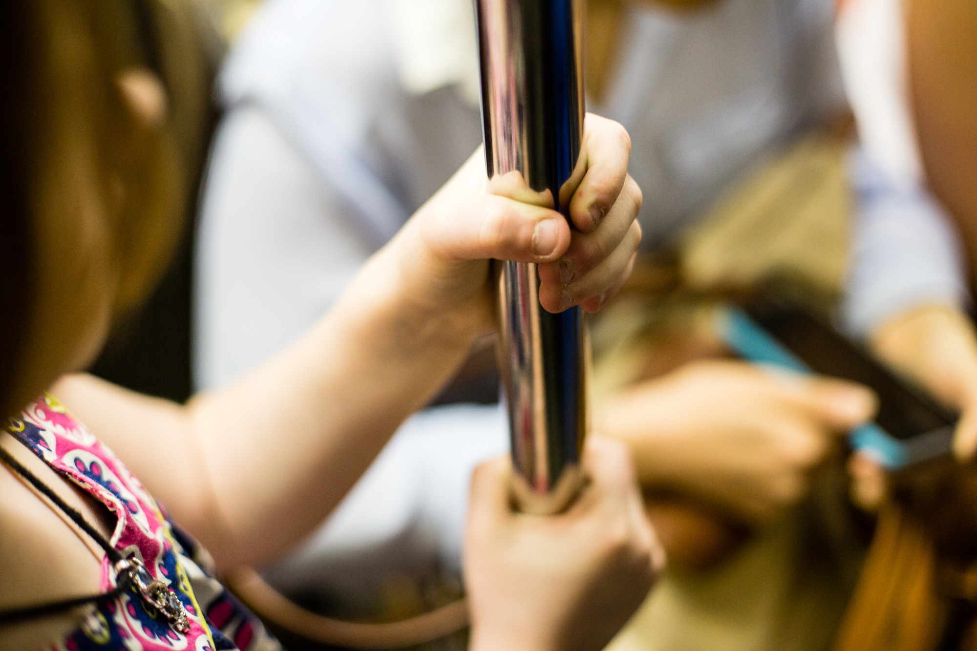 She didn't want to hold on when riding the subway and immediately fell backwards and almost mashed another passenger in the groin. After that, she held on, but complained that it was "gross." 
