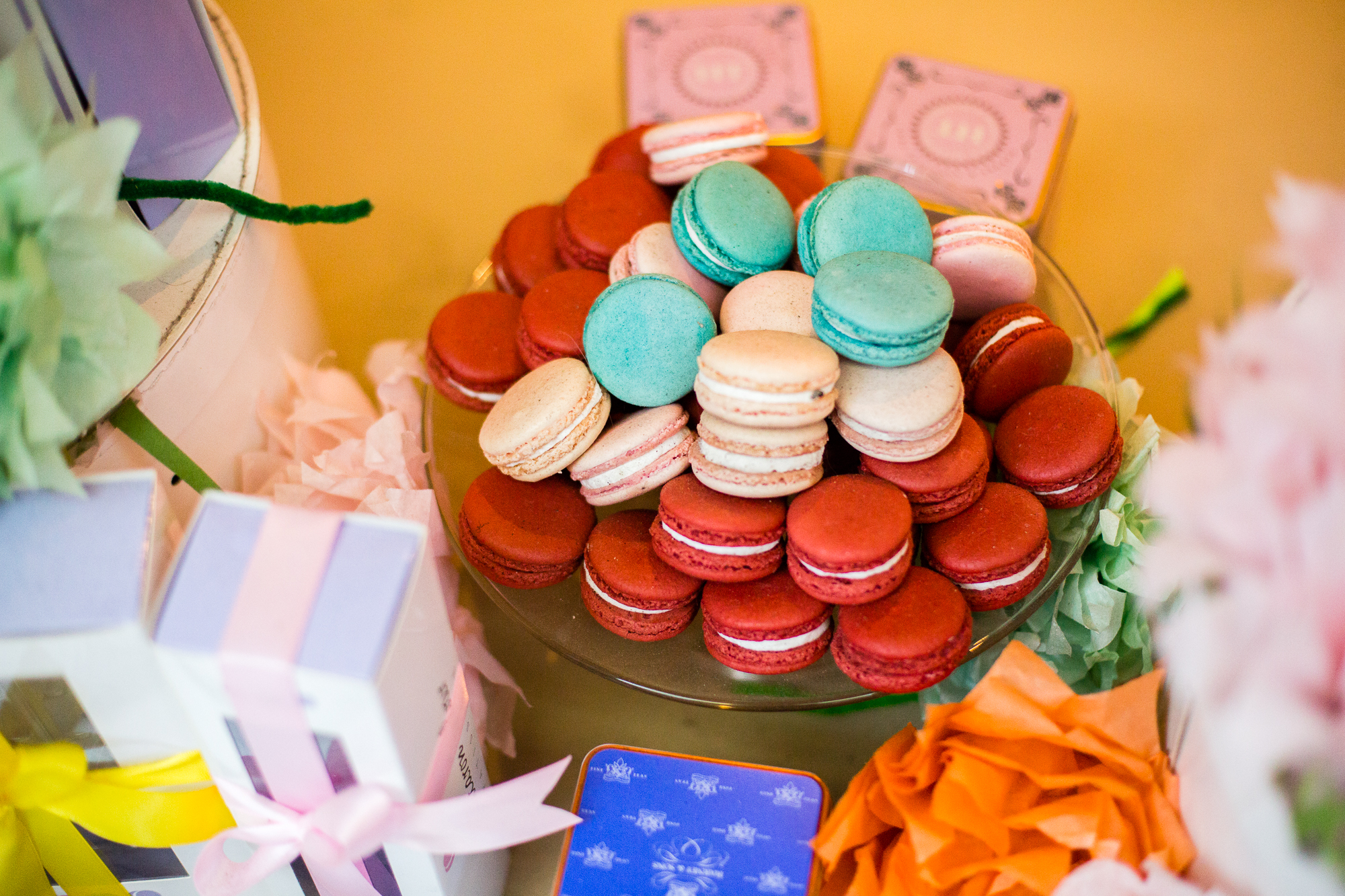 I still have no idea what Macarons actually are, but we got some. She got a lemon basil for her and her friend. We brought Sarah back an "Elvis" with bananas and peanut butter. For her brother: Cheetos flavored Macaron.