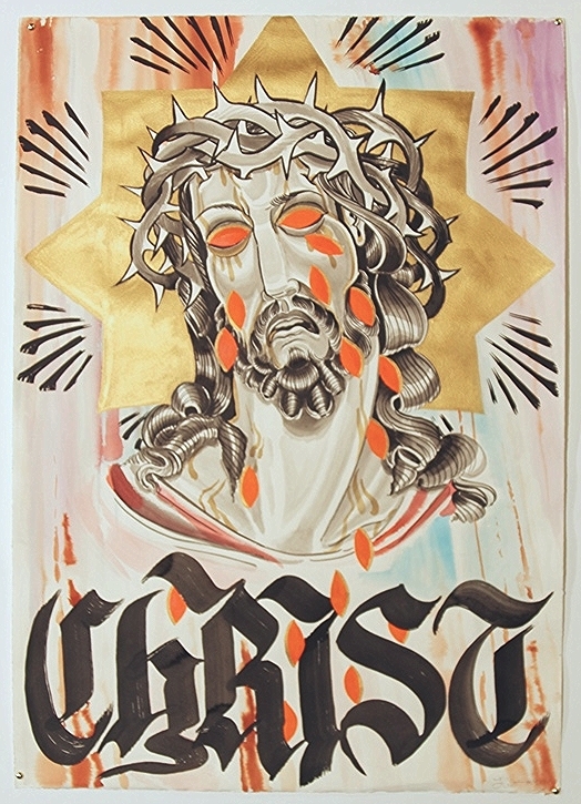 The Weeping Christ  India Ink, Acrylic, Watercolor, & Espresso on Paper 41 1/2 in. x 29 1/2 in. SOLD