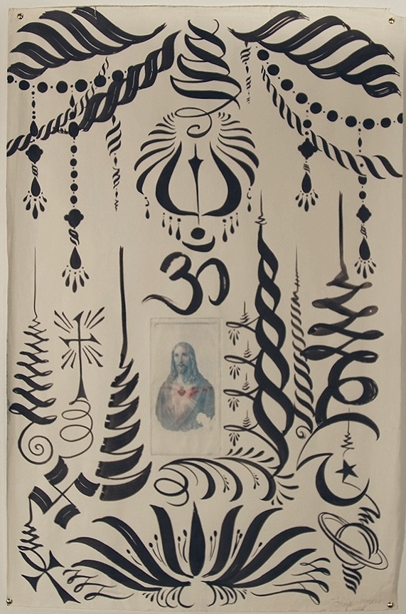 Beads & Antennas India Ink on Found Paper 38 in. x 24 1/2 in. SOLD